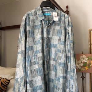 Tori Richards Blue Gray Long Sleeved Shirt